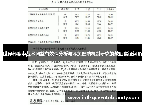 世界杯赛中战术调整有效性分析与胜负影响机制研究的数据实证视角